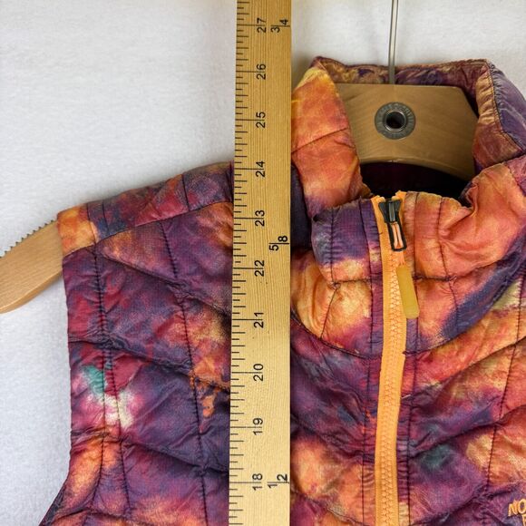 The North Face Women’s Thermoball Vest Rare Print Orange Purple Small Watercolor - Picture 2 of 11